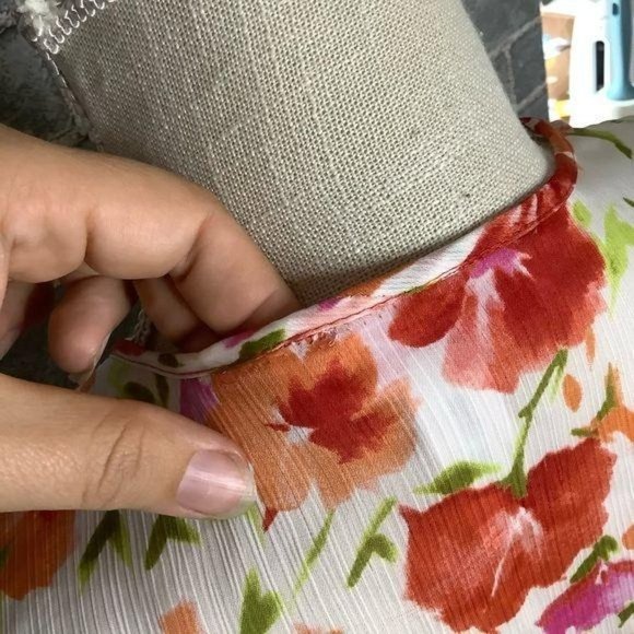 Vintage Y2K Oscar de la Renta Pink Label Chiffon Floral Robe XL - Picture 8 of 8